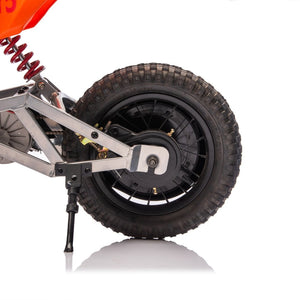 English Elm 24v 250w Kids Off-road Electric Motorcycle with Led Lights Bluetooth and Rear Suspension Orange W1578P203982