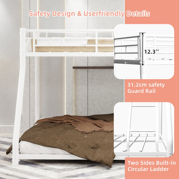 English Elm Metal Twin Over Full Bunk Bed With Removable Stairs, Heavy-Duty Frame & 12" Under-Bed Storage Space W1935P195937