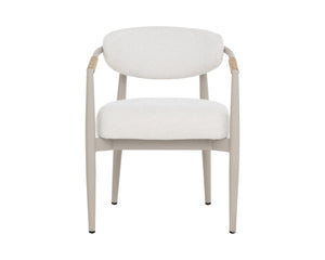 Sunpan MARITA Outdoor Dining Armchair - Contemporary Wicker Weave for Stylish Patio Comfort and Durability Greige 112102V