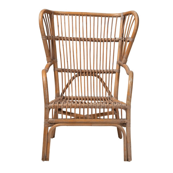 English Elm Modern Handcrafted Rattan Armchair Openwork Weave Bohemian Living Room Accent B2750P420360