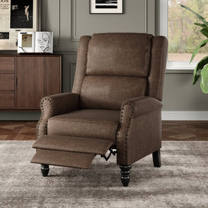 English Elm Faux Leather Pushback Recliner Coffee — Easy Tool-Free Setup, Lumbar Support, Soft Cleanable Finish T3623P379801