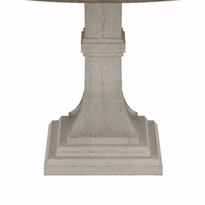 English Elm Tannen 59" Round Dining Set with 4 Ergonomic Chairs, Distressed White & Gray Finish, Rustic Elegance B061S00823