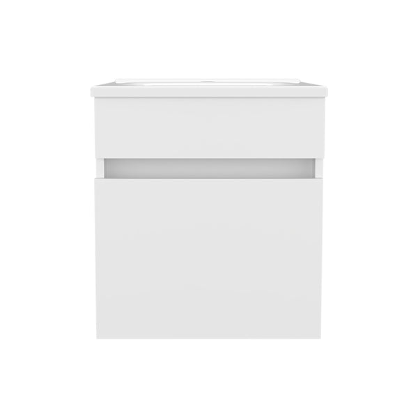 English Elm Newell White Vanity Sink Cabinet with Shelves and Large Storage, Engineered Wood Durability — Modern Classic Design B092P360643