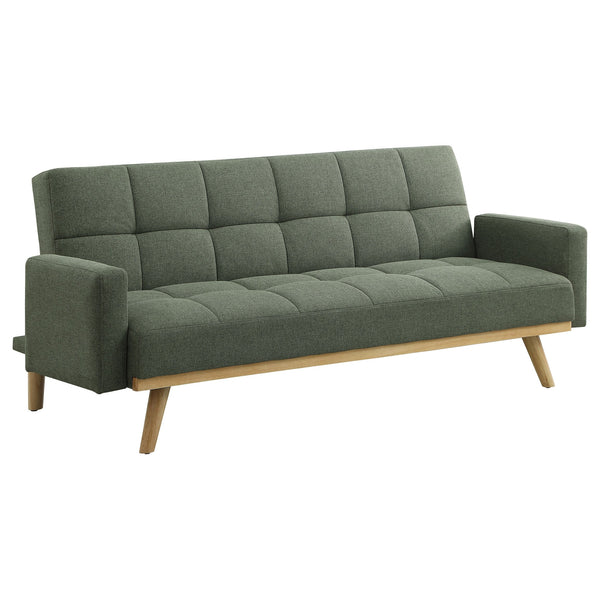 English Elm Declan Sage Green Tufted Convertible Sofa Bed with Track Arms, Modular Cozy Upholstery & Wood Frame B062P358309