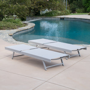 English Elm Christopher Knight Home® - SALTON Chaise Lounge with Breathable Nylon Mesh Seating, Lightweight Recliner for Outdoor Comfort and Style Natural 60919.00GRYMSHMP2