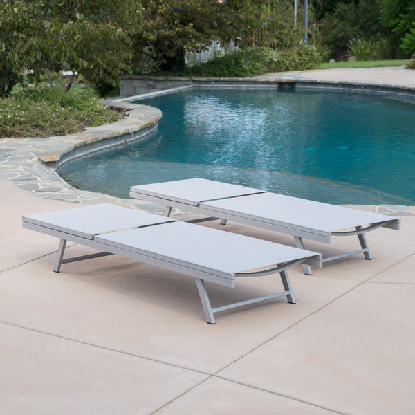 English Elm Christopher Knight Home® - SALTON Chaise Lounge with Breathable Nylon Mesh Seating, Lightweight Recliner for Outdoor Comfort and Style Natural 60919.00GRYMSHMP2