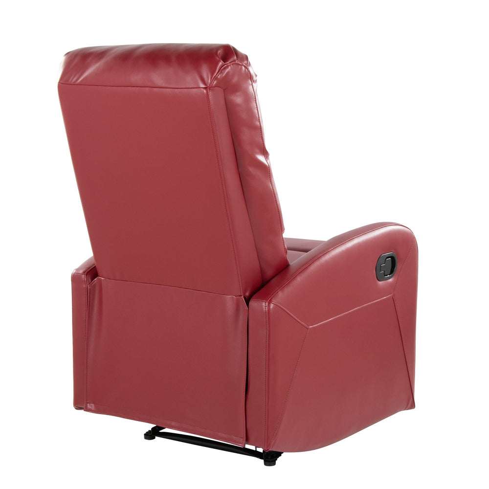 English Elm Dormi Red Faux Leather Contemporary Recliner by LumiSource — Tufted Foam Seat, Manual Recline Comfort B202P223699