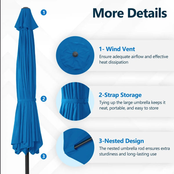 English Elm 11 Foot Market Patio Umbrella Uv Blocking Crank Tilt Aluminum Pool Backyard B082P454963