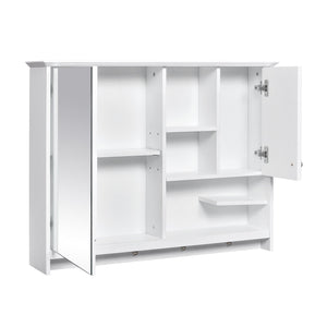 English Elm 36 Inch Wall Mounted Medicine Cabinet with HD Mirror, Adjustable Shelves, Towel Hooks, Modern Style White N710P254924K