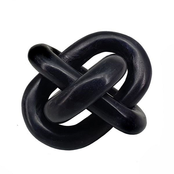 English Elm 6x6x6" Marble Chain Sculpture — Minimalist Interlocking Abstract Accent for Mantel, Table, Shelf Black W2078P357113