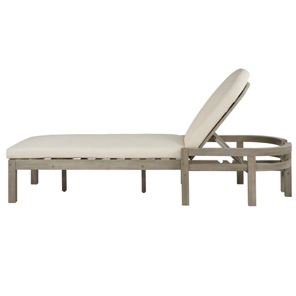 English Elm Trexm Outdoor Acacia Wood Reclining Chaise Set Poolside Patio Lounger Pair Gray TM000032AAE