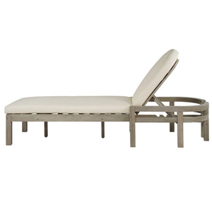 English Elm Trexm Solid Acacia Outdoor Chaise Lounge Arched Recliner for Poolside Patio Deck Gray N715P403786E