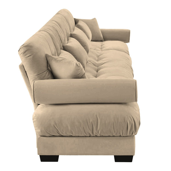 English Elm Super Comfort Modular Velvet Sectional Sofa With Movable Ottoman – Stylish L-Shaped Couch For Living Rooms W714S01101-GIGA