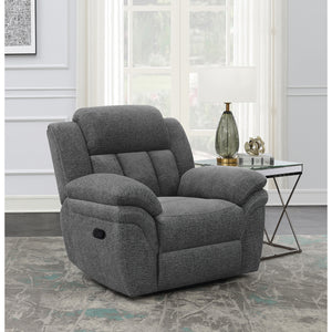 English Elm Pannen Charcoal Upholstered Glider Recliner with Soft-Cushioned Arms, Smooth Glide & Wrapped Coils Comfort B062P328608