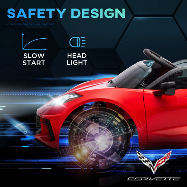 English Elm Qaba Licensed Corvette 12v Kids Ride on Car with Remote Suspension and Safety Harness W2225P217169