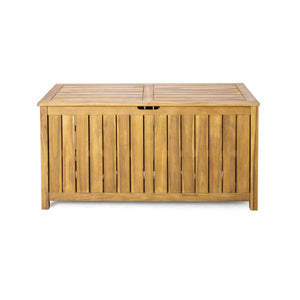 English Elm Christopher Knight Home® - Portside Teak 100-Gallon Acacia Wood Deck Box with Louvered Panels, Weather-Resistant Storage Bench N775P175344T