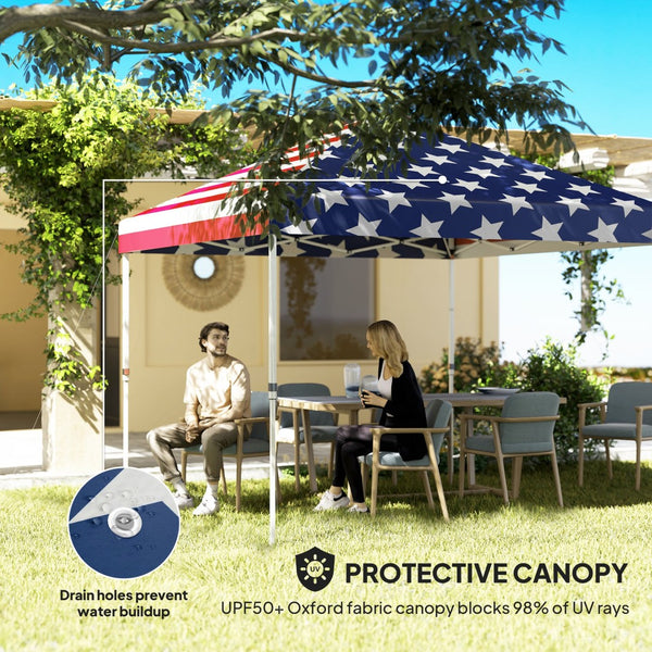 English Elm 10x 10 Ft Patriotic Pop up Canopy Upf 50 Oxford Fabric with Adjustable Legs and Sidewall Blue+Red T3971P380497