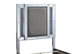 English Elm Murry Twin Platform Bed with Led Backlit Faux Leather Headboard and Mirror Panels B078S00650