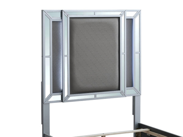 English Elm Murry Twin Platform Bed with Led Backlit Faux Leather Headboard and Mirror Panels B078S00650