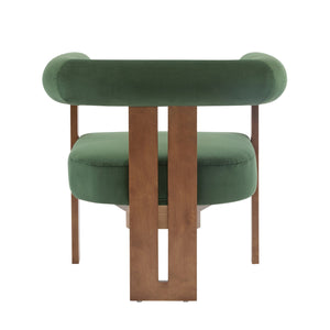 English Elm Christopher Knight Home® - Modern Upholstered Round Arm Accent Chair with Velvet Finish, Elegant Curved Back and Three Legs Design Green,Walnut 30.5 L x 29 W x 14.5 H N776P216194G