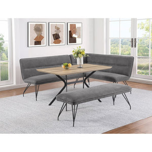 English Elm Ledger Upholstered L-shaped Bench Tufted Fabric Corner Dining Nook Seating Grey B062P441112