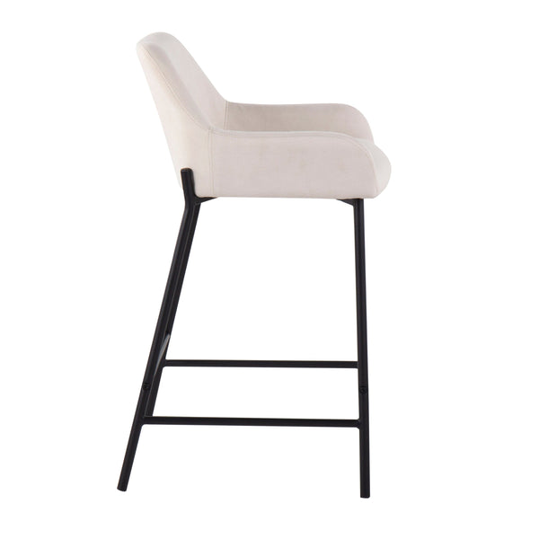 English Elm Daniella Industrial Counter Stools - Set Of 2 With Black Metal Frame & Cream Fabric For Style & Comfort B202S00043