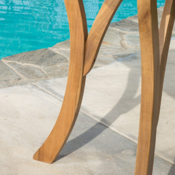 English Elm 5 Piece Outdoor Acacia Wood Dining Set Square Table Four Slatted Patio Chairs Teak N773OD00148T