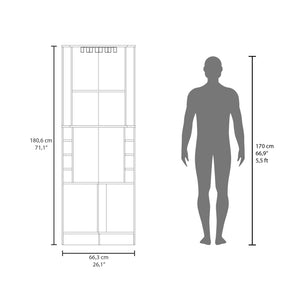 English Elm Kava Corner Bar Cabinet White with Glass Rack & Double Doors, 8-Bottle Built-In Wine Storage B070S00363
