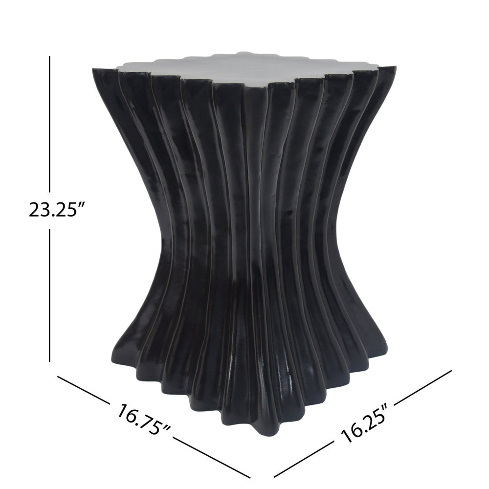 English Elm Outdoor Sculptural Wave Concrete Accent Table for Patio Pool Deck or Balcony N770P200248B