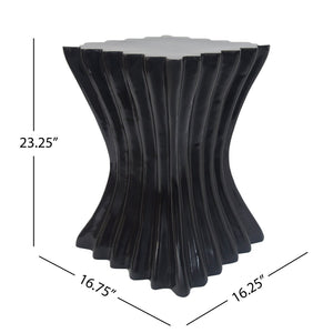English Elm Outdoor Sculptural Wave Concrete Accent Table for Patio Pool Deck or Balcony N770P200248B