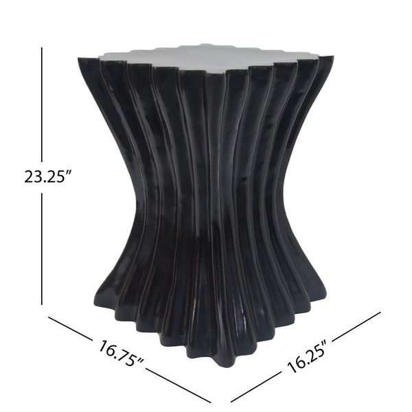 English Elm Outdoor Sculptural Wave Concrete Accent Table for Patio Pool Deck or Balcony N770P200248B