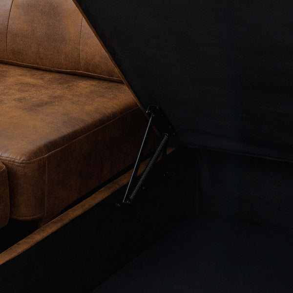 English Elm Linen Blend U-shape Sectional Sleeper with Tufted Back and Hidden Storage Chaise B2748S00011