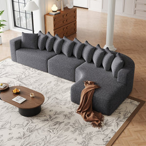 English Elm 131.1-inch Chenille Cloud Sectional with Memory Foam Cushions and 10 Plush Pillows W3505S00015