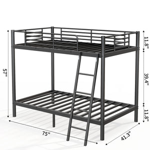 English Elm Metal Twin Over Twin Bunk Bed Black - Sturdy Powder-Coated Metal, No Box Spring, Safe Kids Sleep W2889P263782
