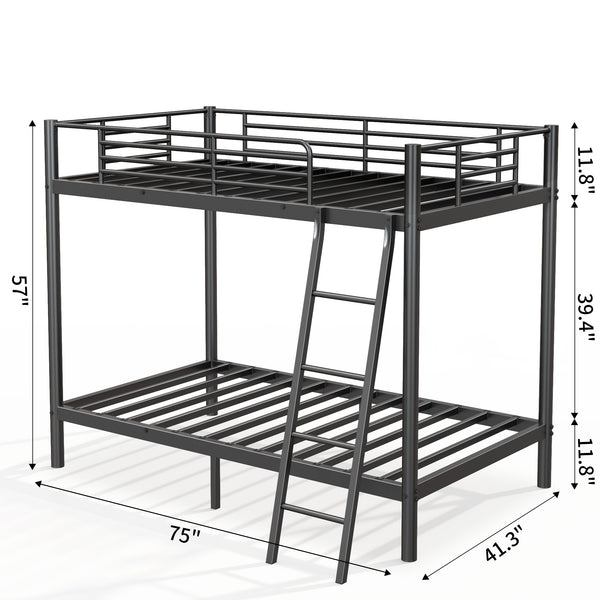 English Elm Metal Twin Over Twin Bunk Bed Black - Sturdy Powder-Coated Metal, No Box Spring, Safe Kids Sleep W2889P263782
