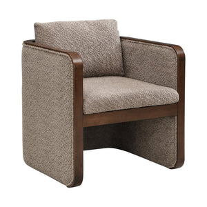 English Elm 25.25" Boucle Upholstered Accent Dining Chairs Mid-century Rubberwood Frame Set of 2 Taupe,Walnut N771P392217S