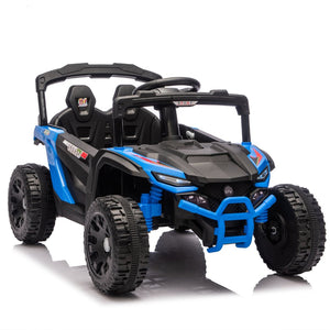 English Elm 24v Kids Utv Ride on with Dual 80w Motors Remote Control and Four Wheel Suspension Blue W1578P342132