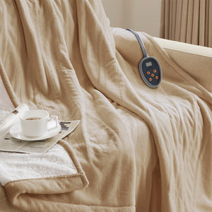 JLA Home Woolrich - Blanket Woolrich heated with Secure Comfort Technology, dual-sided plush, 20-temp control, 5-yr warranty Tan WR54-1750