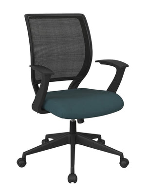 OSP Home Furnishings Screen Back Ergonomic Task Chair with Mesh Seat Lumbar Support and T Arms for Office Blue EM51022N-7