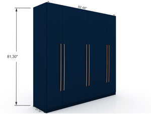 English Elm Gramercy 82" Wardrobe Organizer with Soft-Close Doors, Aluminum Rods, Shelves & Center Drawers Dark Blue B365S00002