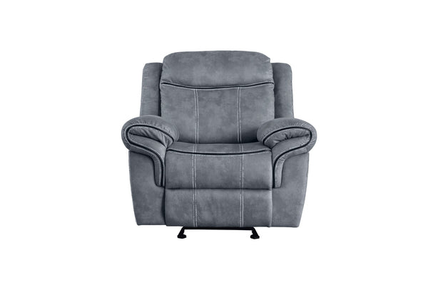 English Elm Zubaida Velvet Glider Recliner with Tufted Tight Back, Pocket Coil Seat & Pillow-Top Arms, 65" Gray 41 L x 31 W x 26 H B2726P253086