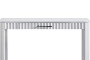 English Elm White Writing Desk with Reeded Fronts, Birch Veneer, Solid Wood Frame, 1 Storage Drawer, Transitional Design B2699P270990