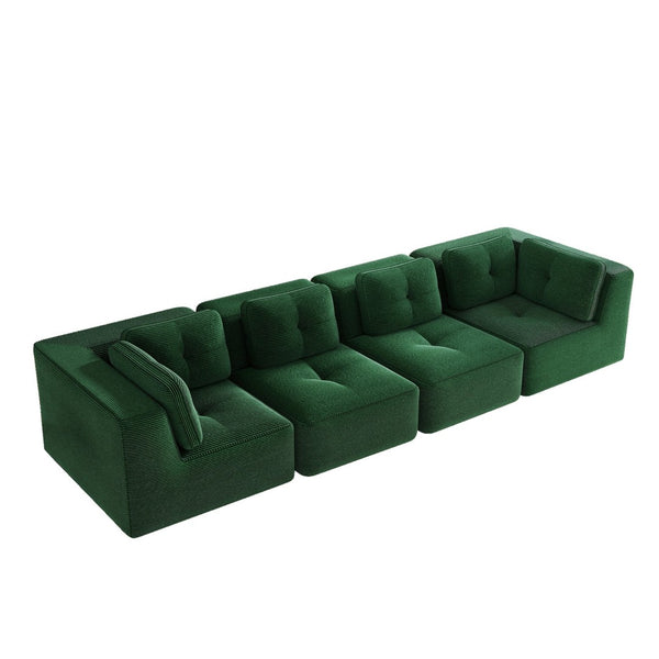 English Elm Modern Corduroy Tufted Modular Sectional with Deep Seating and Anti-slip Base Green W714S01798