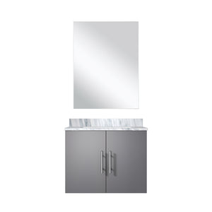 English Elm Dark Grey Single Bath Vanity With Carrara Marble Top & Frameless Mirror - Modern Storage Solution B2731S00740