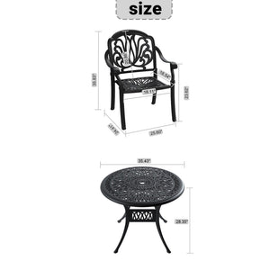 English Elm 5-piece Cast Aluminum Outdoor Dining Set with Floral Carved Chairs and Weather Resistant Cushions W1710S00544
