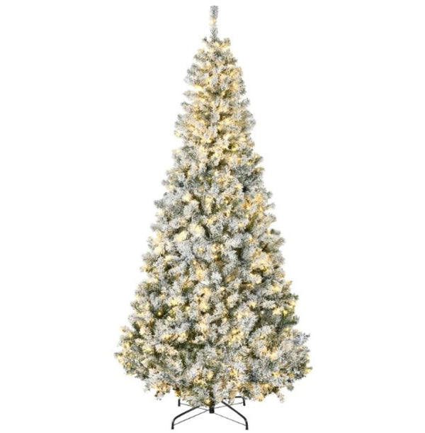 English Elm Christmas Flocked Tree 7.5 Ft with 500 Warm White Leds and Snow Dusted Pvc Branches T3971P419703