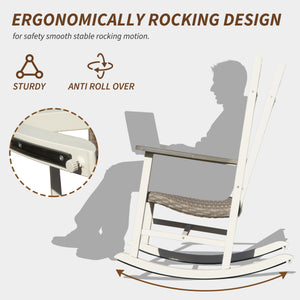 English Elm Outdoor Rocking Chairs Set of 2 HDPE Patio Oversized Rockers for Adults, Weatherproof, Ergonomic Comfort White+gray W1859P360083