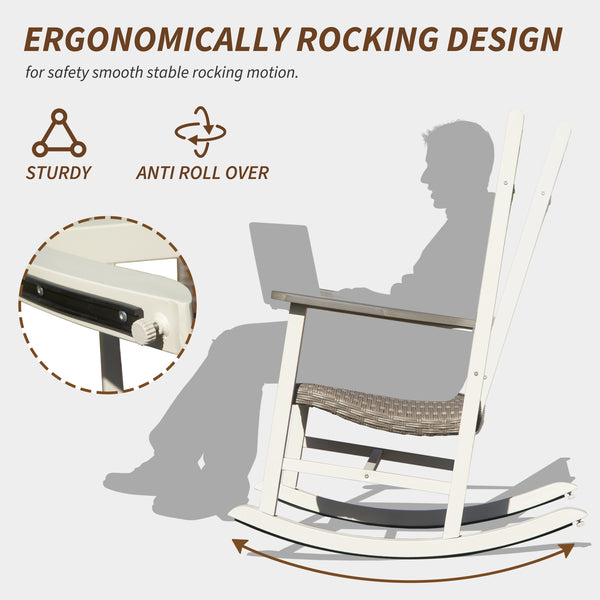 English Elm Outdoor Rocking Chairs Set of 2 HDPE Patio Oversized Rockers for Adults, Weatherproof, Ergonomic Comfort White+gray W1859P360083