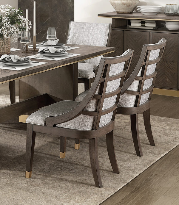 English Elm Modern Luxury 7-Piece Dining Set With Extension Table & 6 Upholstered Armchairs For Elegant Dining B011S01464