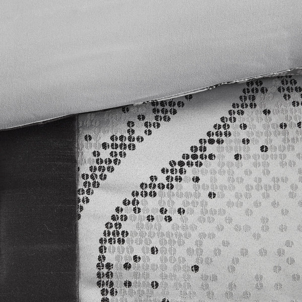 JLA Home Madison Park - 6 Jacquard Comforter Set with Ogee & Stripe Design, Hypoallergenic Fill, Decorative Throw Pillows, Machine Washable 90 L x 90 W x 1.5H MP10-8433